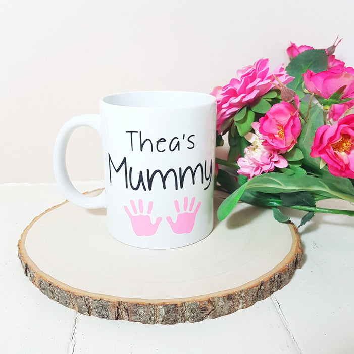 Personalised Mummy Baby Handprint Mug