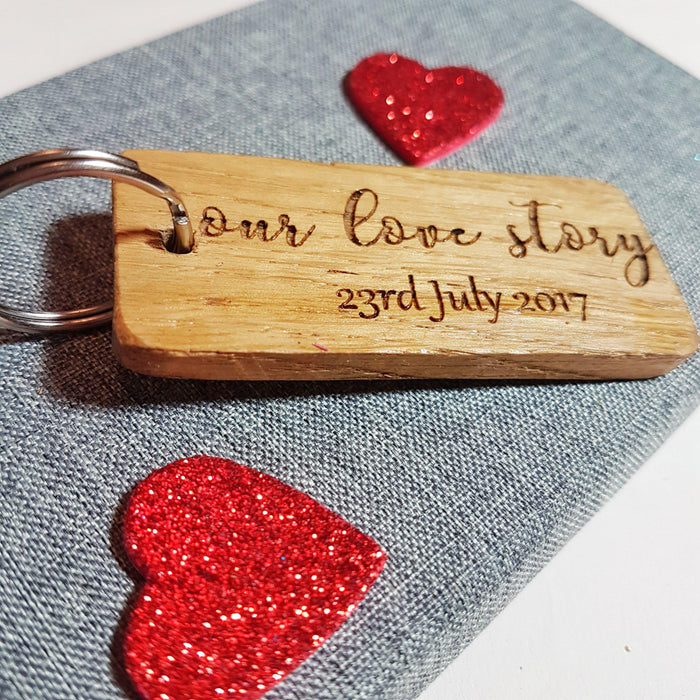Personalised Our Love Story Keyring