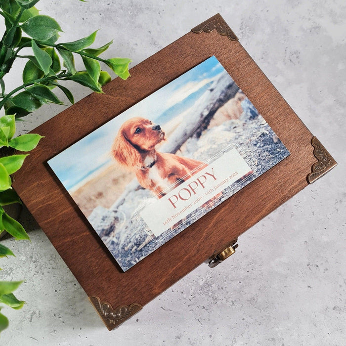 Personalised Pet Photo Keepsake Box I Pet Bereavement Memory Box - Memorial Ashes Urn