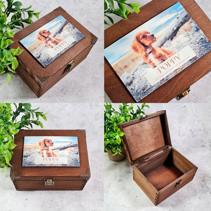 Personalised Pet Photo Keepsake Box I Pet Bereavement Memory Box - Memorial Ashes Urn