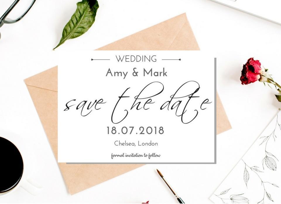 Personalised Printable Save The Date Wedding Invitation
