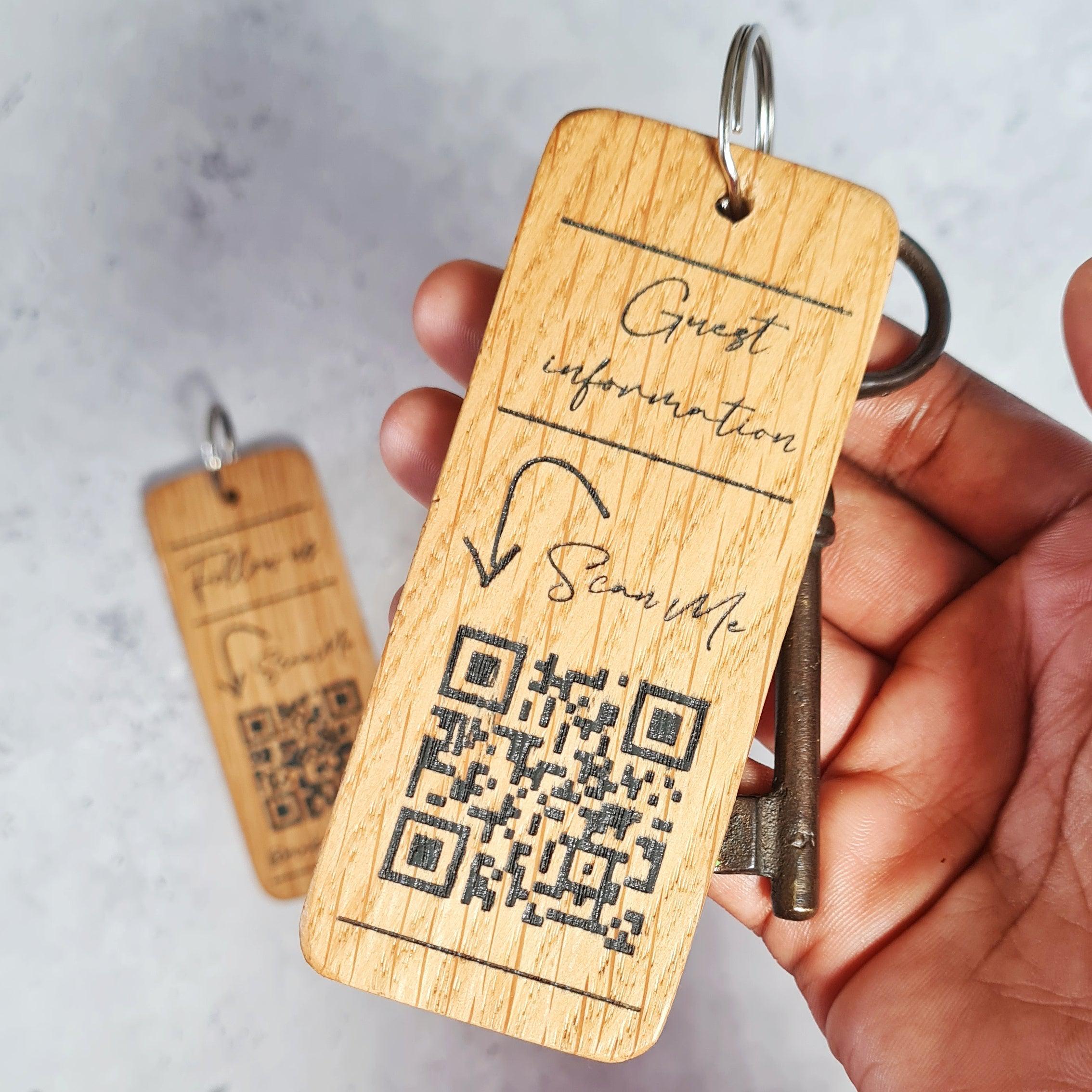 Personalised QR Code Keyring I Custom Wooden Scanable Website Keyring ...
