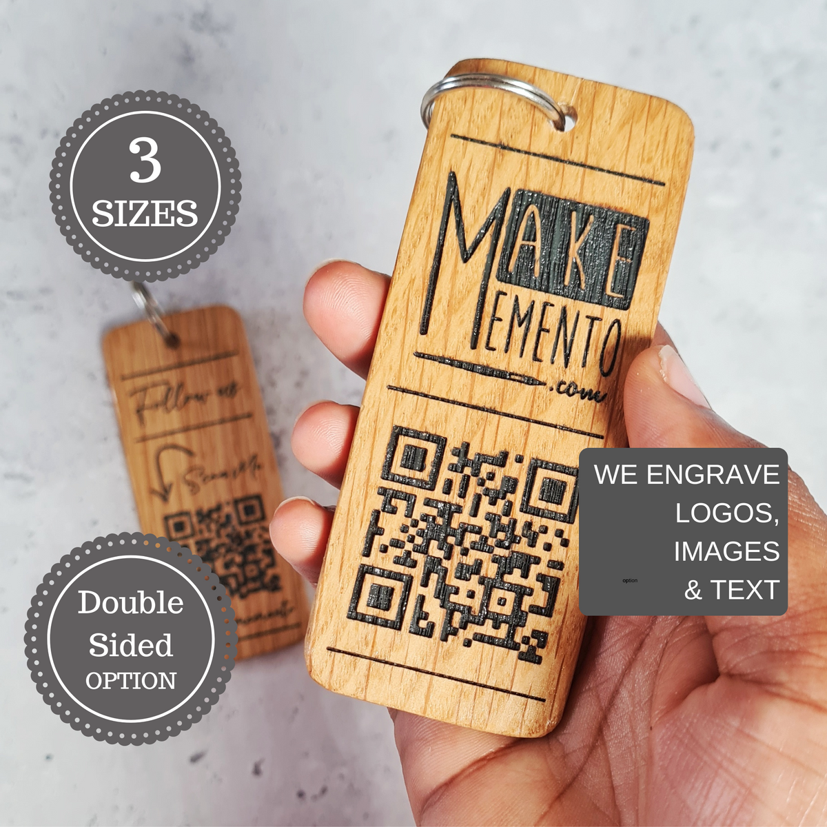 Personalised QR Code Keyring I Wooden Scanable Website Keyring I Custo ...