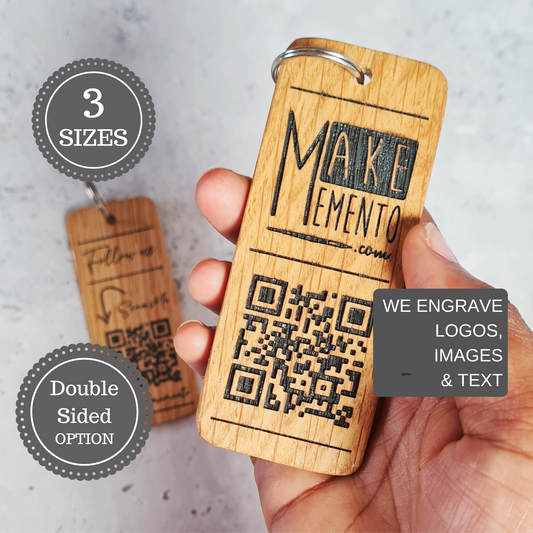 Personalised QR Code Keyring I Wooden Scanable Website Keyring I Custom QR Code Keychain