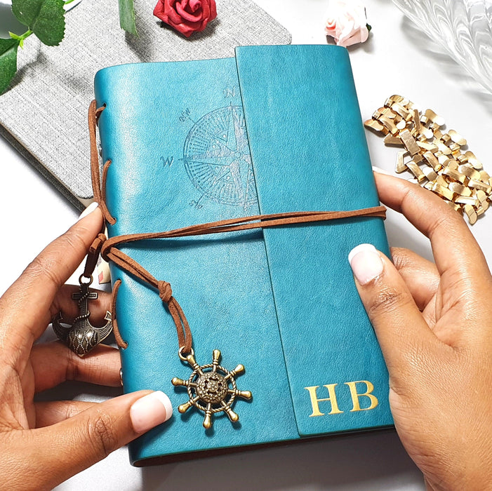 Personalised Refillable Travel Journal I Monogram Diary Gift for