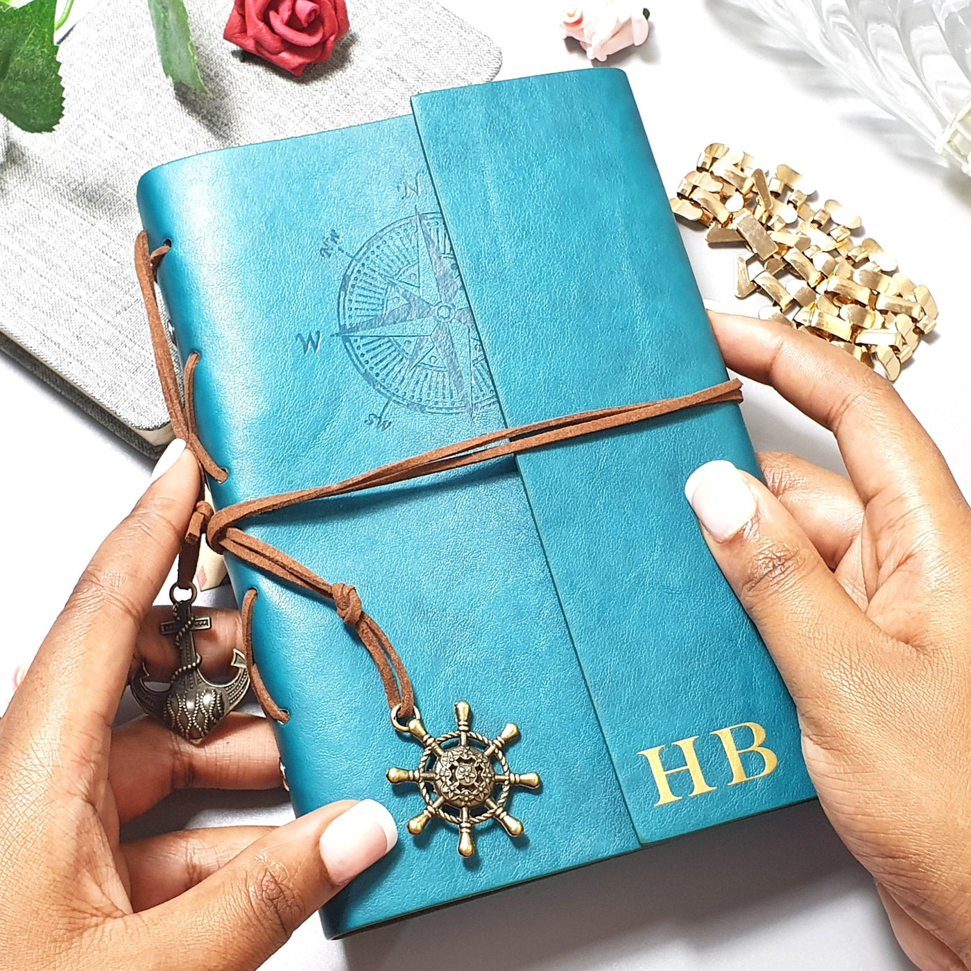 Personalised Refillable Travel Journal I Monogram Diary Gift for Her