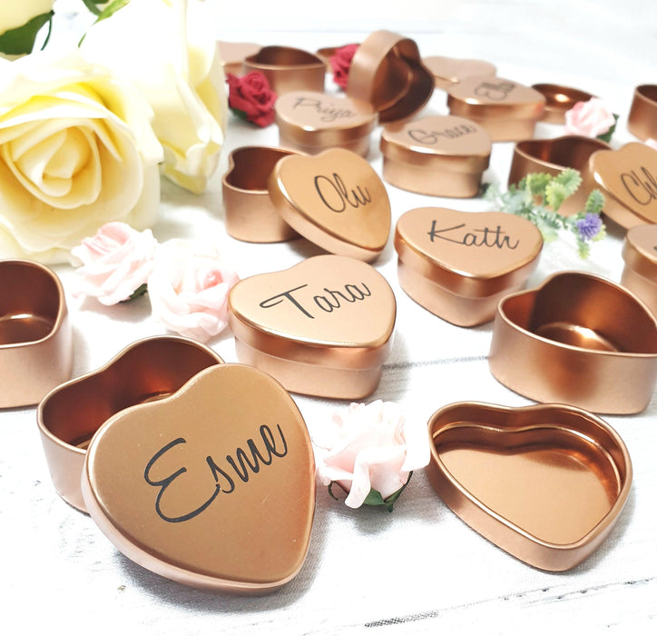 Personalised Rose Gold Heart Tin I Small Gift for Her I Jewellery Keepsake Box