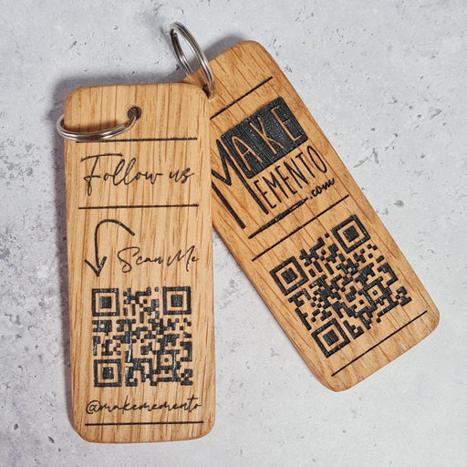 Personalised Social Media QR Code Keyring I Promotional Website Keyring I Wooden Business QR Code Keychain