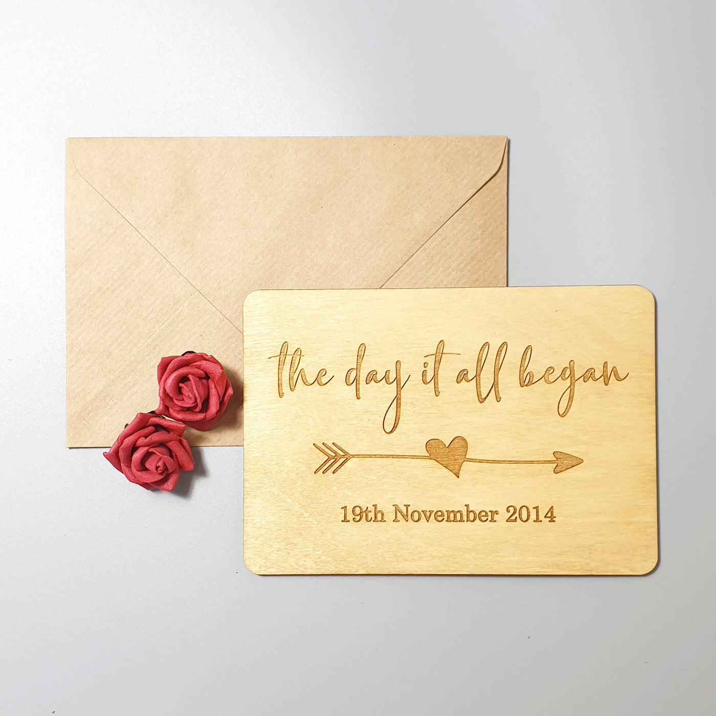 Personalised Wedding Anniversary Date Postcard I Engraved Wooden Card — Make Memento