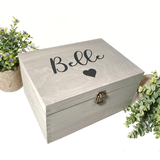 Personalised Wedding Anniversary Gift for Wife I Grey Wooden Heart Keepsake Box