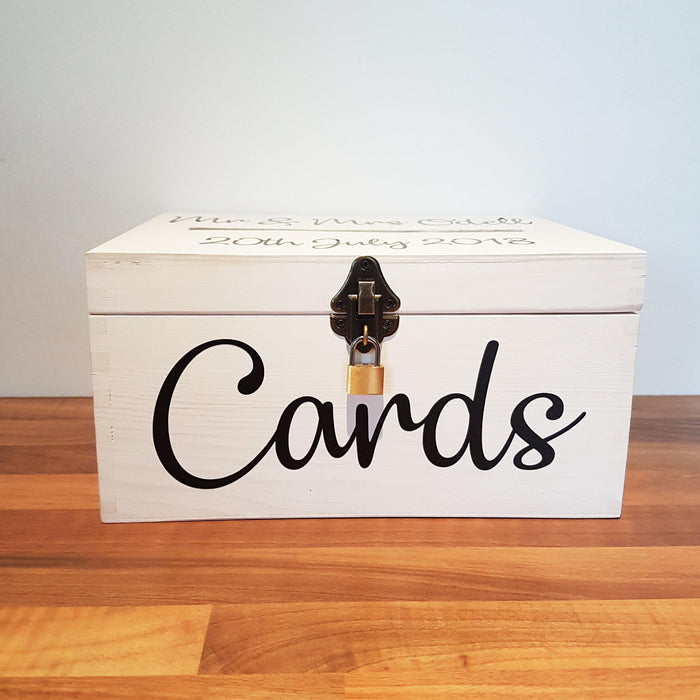 Personalised Wedding Card Box With Slot & Lock