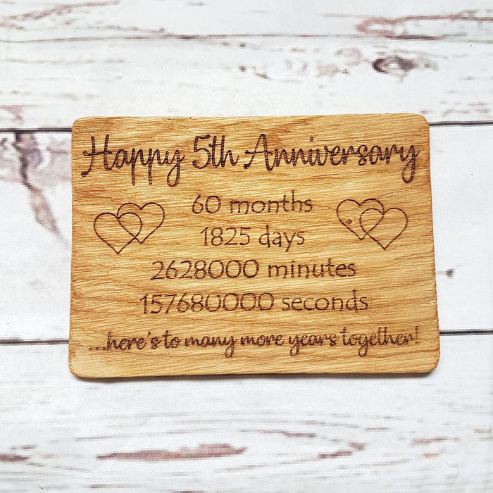 Personalised Wooden 5th Anniversary Card