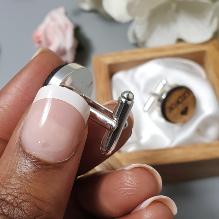 Personalised Wooden Cufflinks I Engraved 5th Anniversary Gift for Him