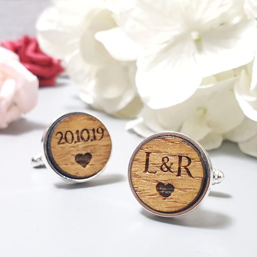 Personalised Wooden Cufflinks I Engraved 5th Anniversary Gift for Him