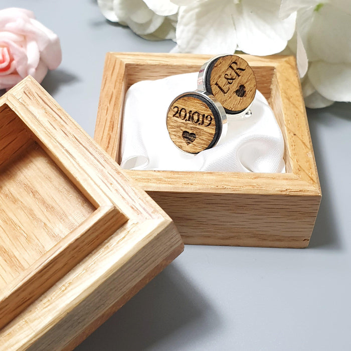 Personalised Wooden Cufflinks I Engraved 5th Anniversary Gift for Him