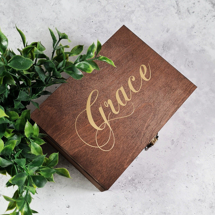 Personalised Wooden Memory Box I Keepsake Box With Lock I Custom Jewellery Storage Box