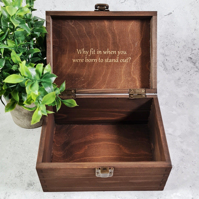 Personalised Wooden Memory Box I Keepsake Box With Lock I Custom Jewellery Storage Box