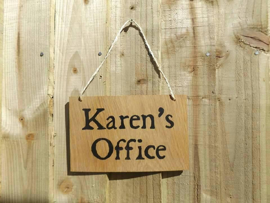 Personalised oak wood office sign