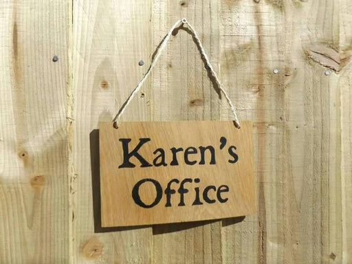 Personalised oak wood office sign