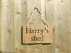 Personalised oak wood shed sign