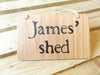 Personalised oak wood shed sign