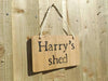 Personalised oak wood shed sign