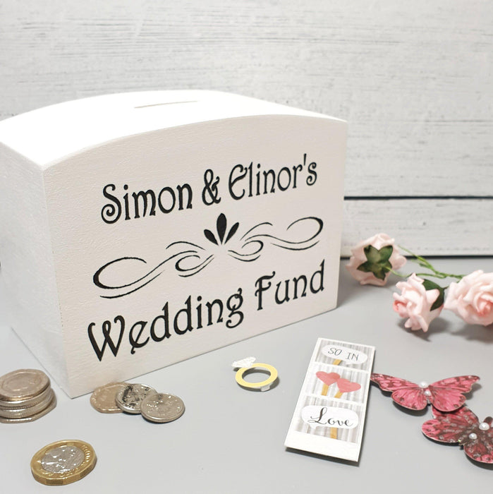 Personalised wooden wedding money box