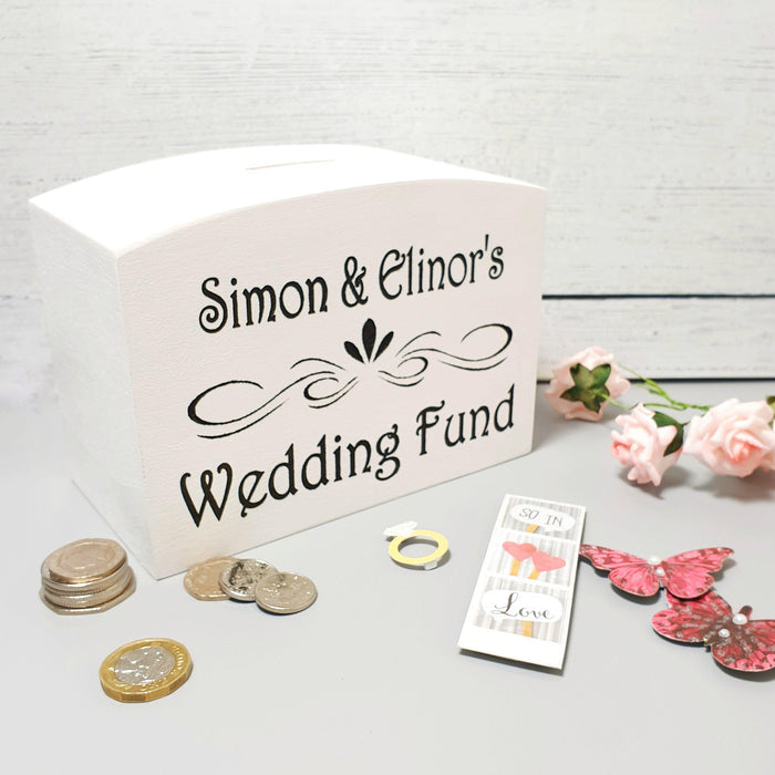 Personalised wooden wedding money box