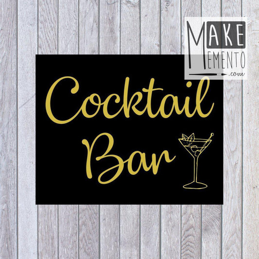 Printable Cocktail Bar Sign Black & Gold