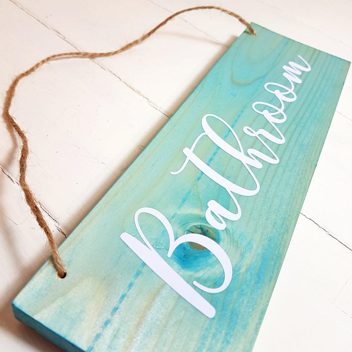 Rustic Wood Bathroom Sign