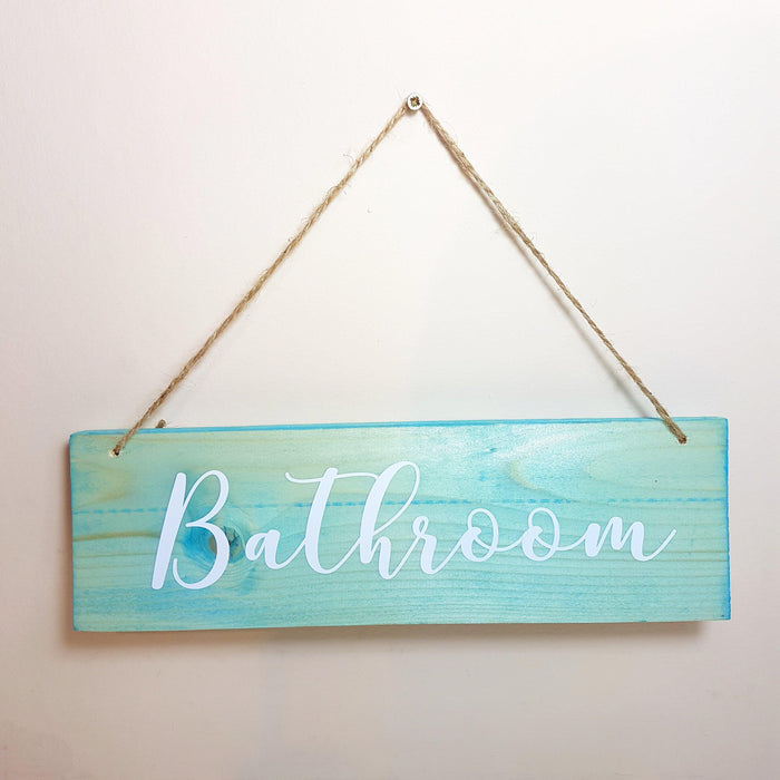 Rustic Wood Bathroom Sign