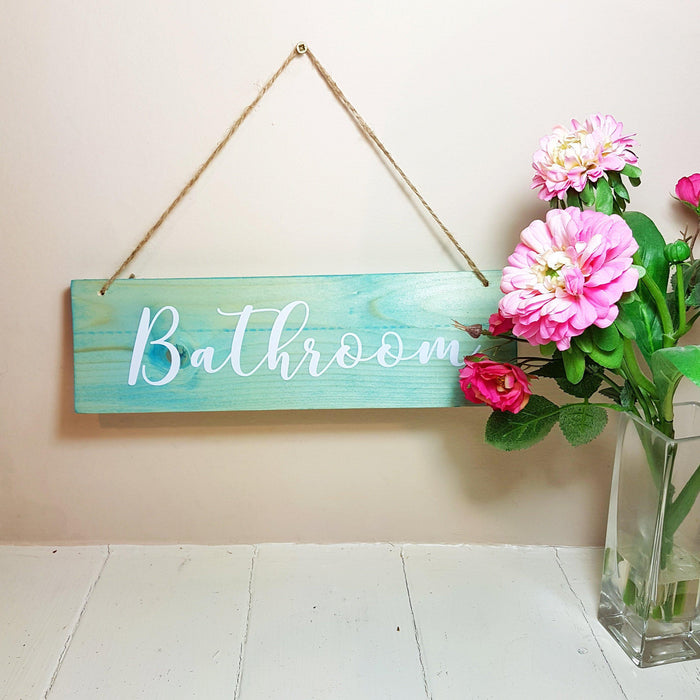 Rustic Wood Bathroom Sign