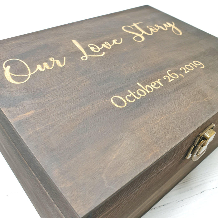 Wooden Anniversary Keepsake Box I Personalised Wedding Love Story Box