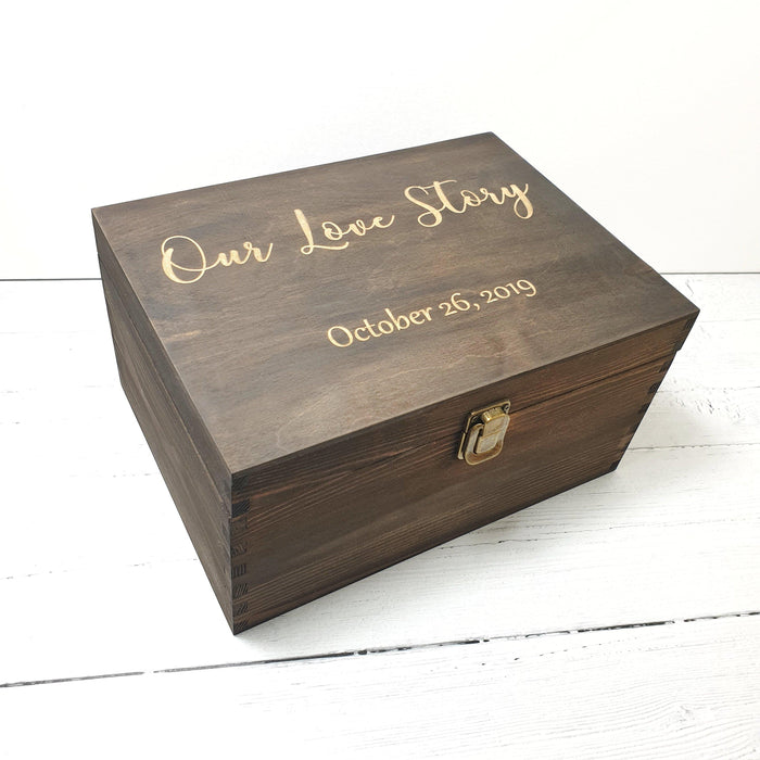 Wooden Anniversary Keepsake Box I Personalised Wedding Love Story Box - 6 Sizes Small to XLarge