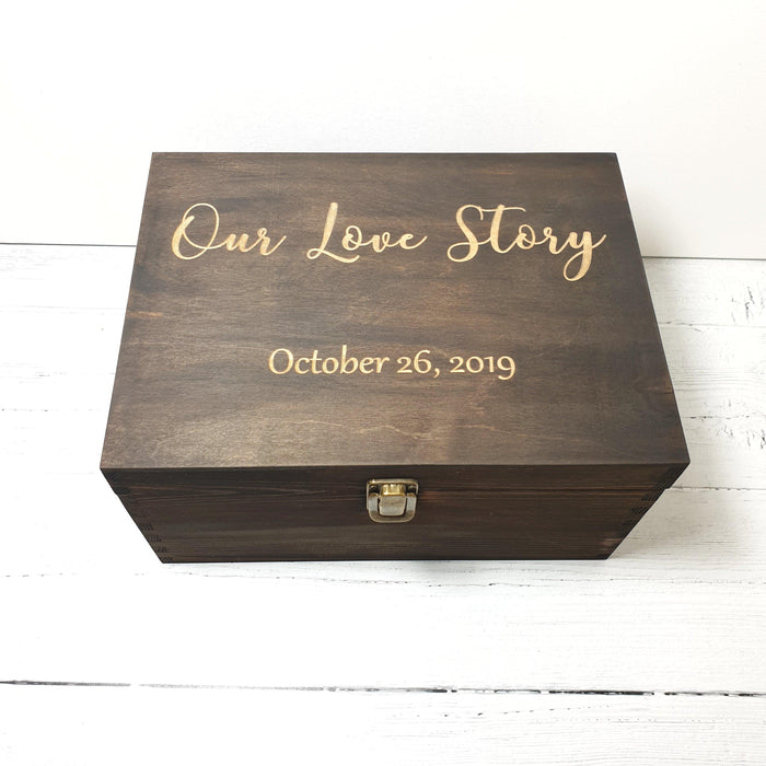 Wooden Anniversary Keepsake Box I Personalised Wedding Love Story Box - 6 Sizes Small to XLarge