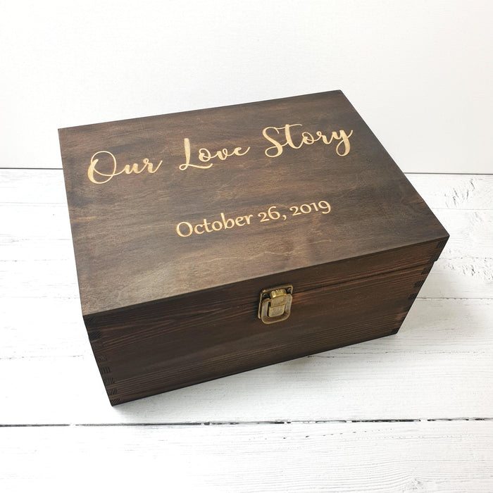 Wooden Anniversary Keepsake Box I Personalised Wedding Love Story Box - 6 Sizes Small to XLarge