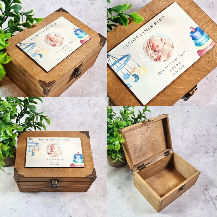 Wooden Baby Keepsake Box I Personalised Newborn Gift I Baby Blanket Memory Box I New Parents Gift