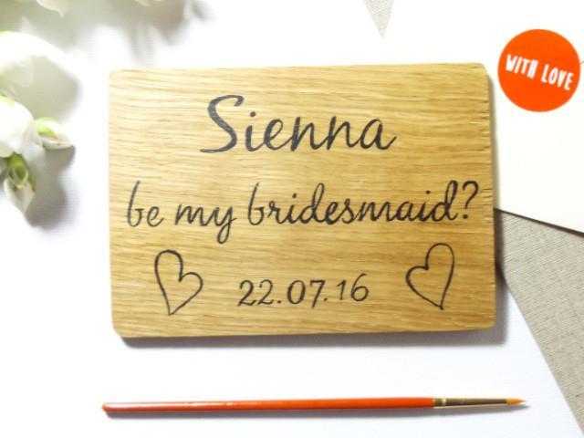 Wooden Bridesmaid card