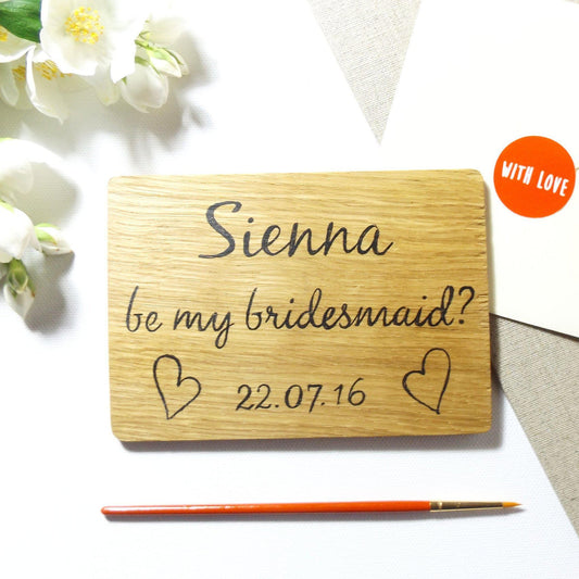 Wooden Bridesmaid card