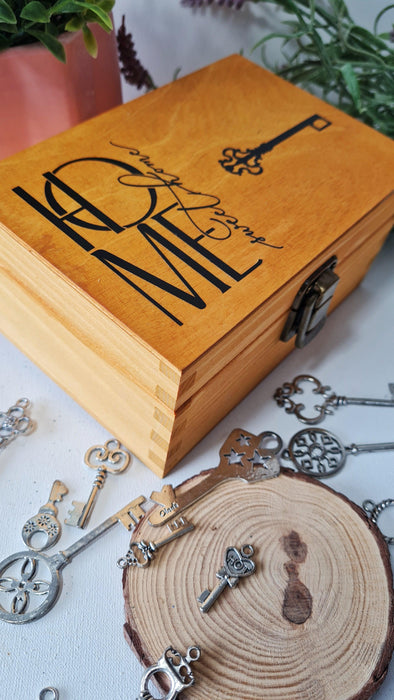 Wooden Key Box Holder I Valuables Safe Box with Lock