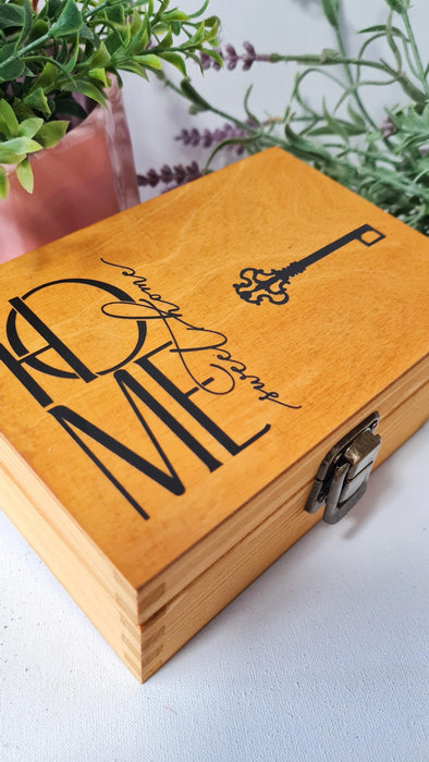 Wooden Key Box Holder I Valuables Safe Box with Lock - 6 Sizes Small to XLarge