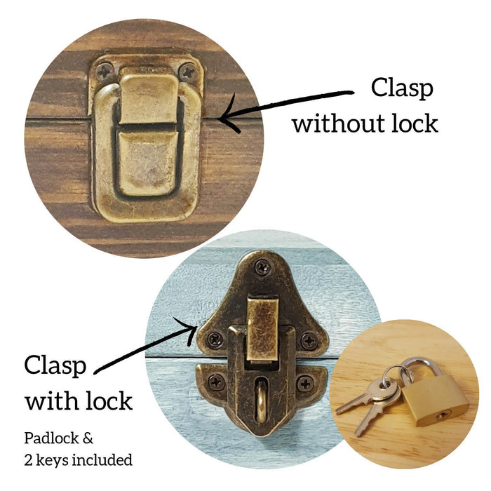 Wooden Key Box Holder I Valuables Safe Box with Lock - 6 Sizes Small to XLarge