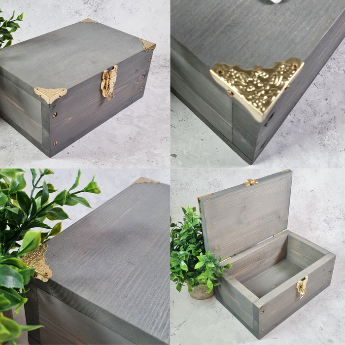 Wooden Memory Box - Personalised Name Floral Keepsake Box - Large Box