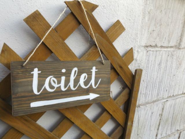 Wooden Toilet sign