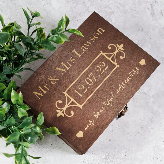 Wooden Wedding Memory Box I Wedding Keepsake Storage Box I Gift for Bride & Groom I Wedding Couples Gift Idea