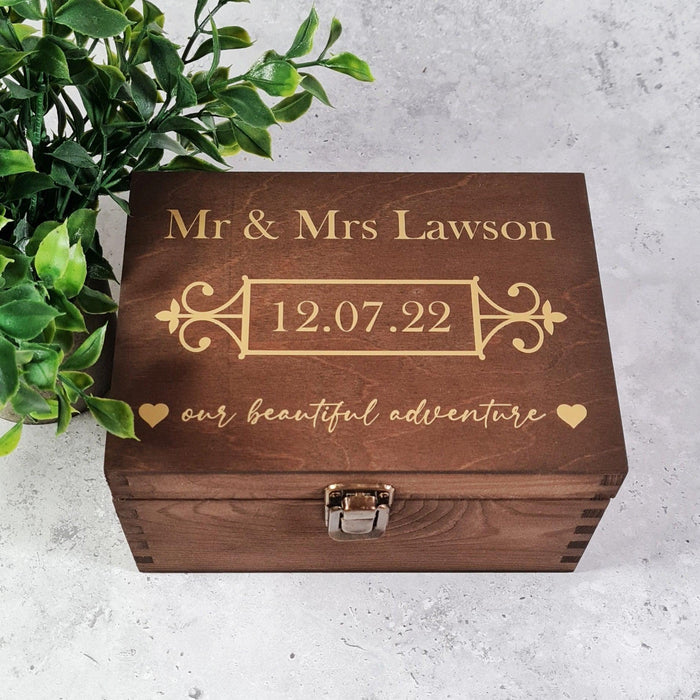 Wooden Wedding Memory Box I Wedding Keepsake Storage Box I Gift for Bride & Groom I Wedding Couples Gift Idea
